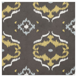 Chic yellow brown ikat tribal pattern fabric