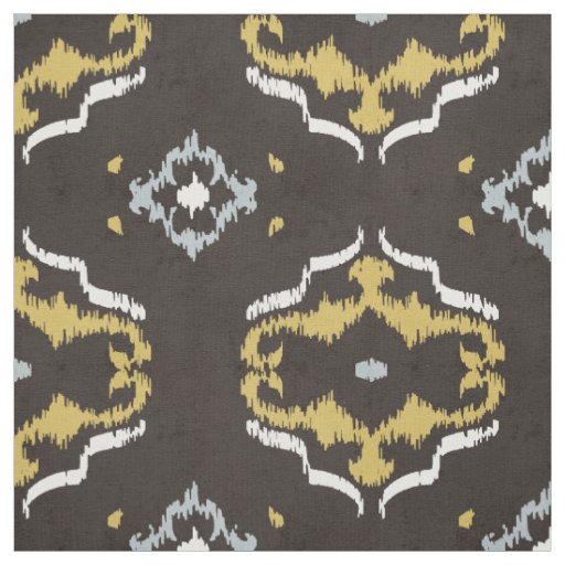 Chic yellow brown ikat tribal pattern fabric
