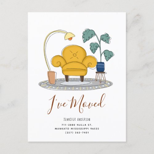 Chic Yellow Couch Living Room New Home Moving Announcement Postcard