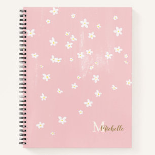 Chic Yellow Farmhouse Sweet Daisies Monogram Note Notebook