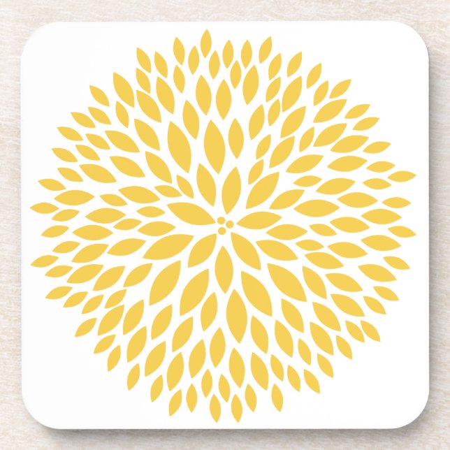 Chic Yellow Floral Beverage Coaster (Front)