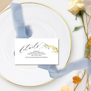 Chic Yellow Floral Wedding Website / Details  Enclosure Card