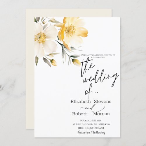 Chic Yellow Flowers Wedding Invitation