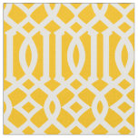 Chic Yellow Gold and White Trellis Lattice Pattern Fabric