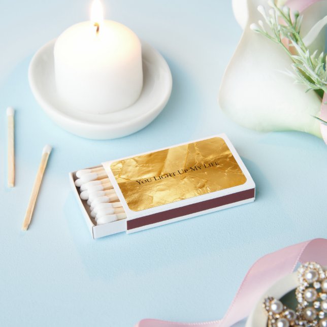 Chic Yellow Gold Glam Wedding Matchboxes (Insitu)