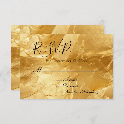 Chic Yellow Gold Glam Wedding RSVP Enclosure Card