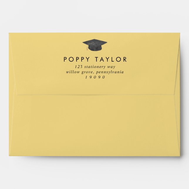 Chic Yellow Graduation Announcement Envelope (Back (Top Flap))