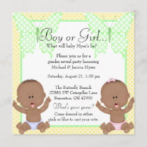 Chic Yellow & Green Butterfly Gender Reveal Invitation