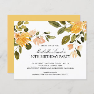 Chic Yellow green floral 50TH BIRTHDAY PARTY
