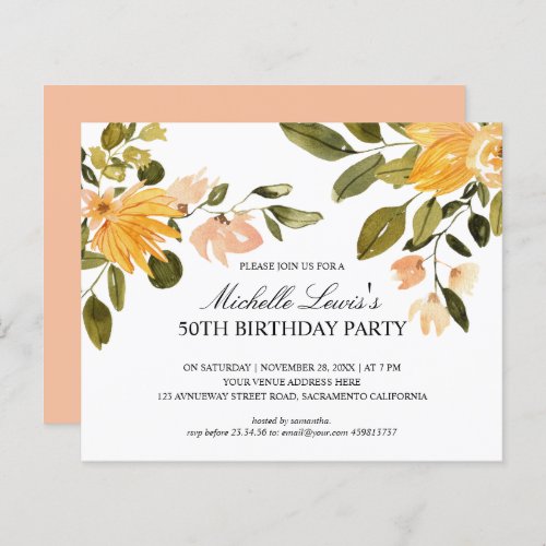Chic Yellow green floral 50TH BIRTHDAY PARTY