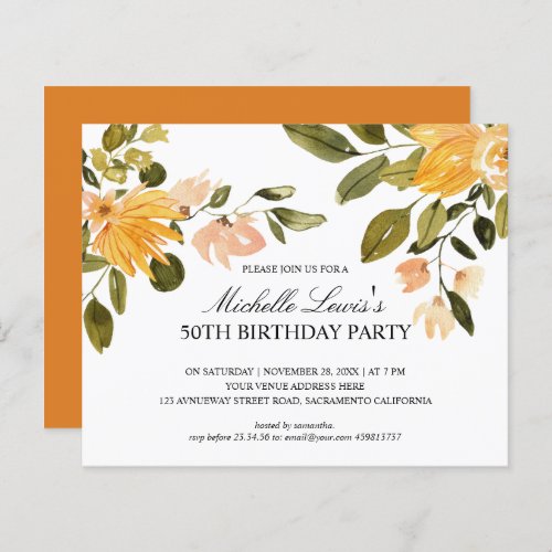 Chic Yellow green floral 50TH BIRTHDAY PARTY