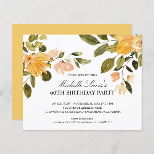 Chic Yellow green floral 60TH BIRTHDAY PARTY