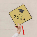 Chic Yellow Hat 2024 Graduation Cap Topper<br><div class="desc">This chic yellow hat class of 2024 graduation cap topper is perfect for a modern graduation. The simple design features classic gold yellow and black typography with a black and gold watercolor graduation hat.

Personalize your graduation cap with the year.</div>