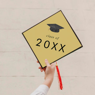 Chic Yellow Hat Class Year Graduation Cap Topper