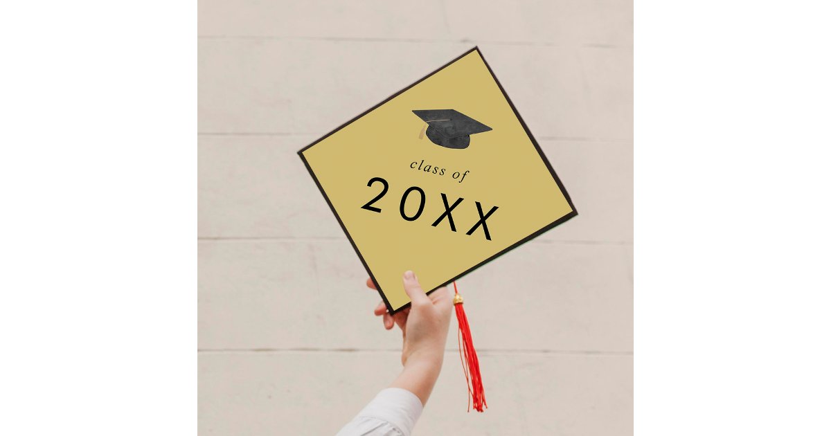 Chic Yellow Hat Class Year Graduation Cap Topper | Zazzle