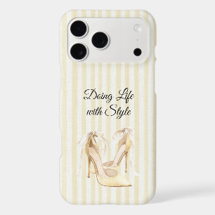 Chic Yellow High Heels Stripes Birthday iPhone 17 Pro Max Case