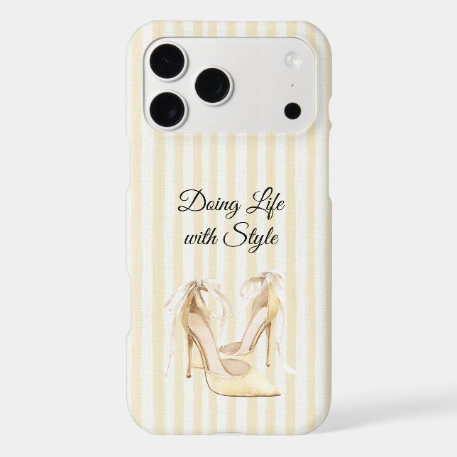 Chic Yellow High Heels Stripes Birthday iPhone Case (Back)