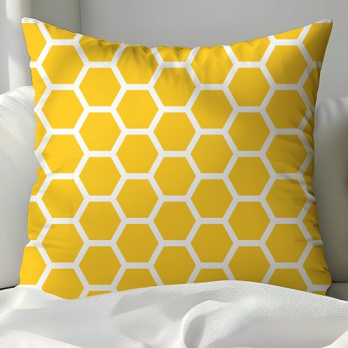 Chic Yellow Honeycomb Pattern Throw Pillow