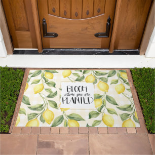 Chic Yellow Lemons Bloom Doormat