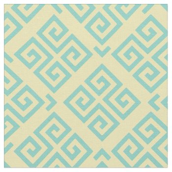 Chic Yellow Mint Greek Key Geometric Patterns Fabric by TintAndBeyond at Zazzle