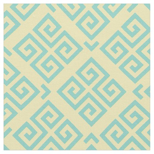Chic yellow mint greek key geometric patterns fabric