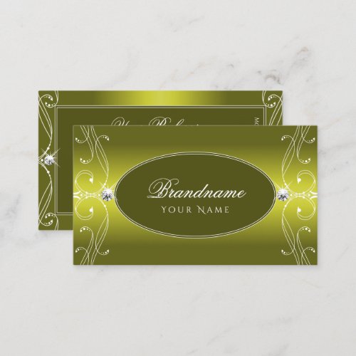 Chic Yellow Mustard Ornate Sparkle Jewels Ornament Business Card