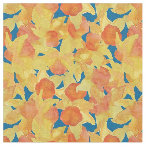 Chic Yellow Orange Daffodils Custom Floral Fabric