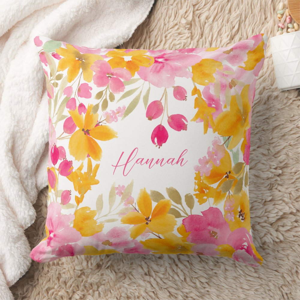 custom couch pillow for floral bed