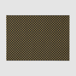 Chic Yellow Polka Dots On Black Tissue Paper