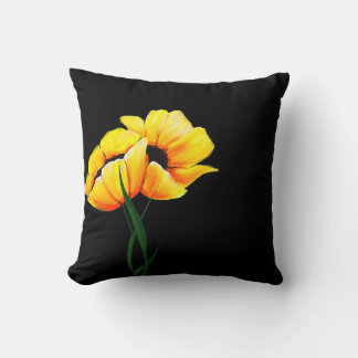 Chic Yellow Poppies Pillow