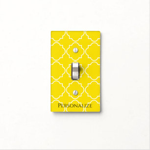 Chic yellow quatrefoil pattern light switch cover