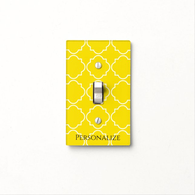 Chic yellow quatrefoil pattern light switch cover (In Situ)