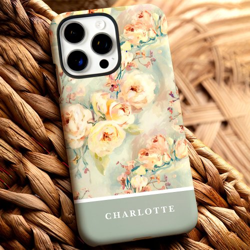 Chic Yellow Roses Custom Name Floral Iphone 16 Pro Max Case