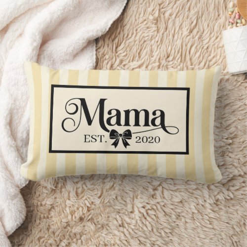 Chic Yellow Striped Custom Mama Keepsake Lumbar Pillow