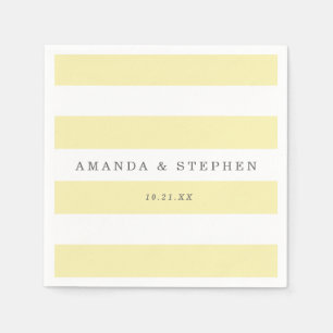 Chic Yellow Stripes Wedding Paper Napkins