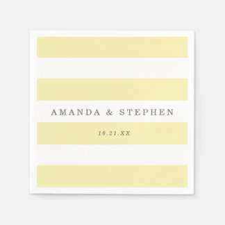 Chic Yellow Stripes Wedding Paper Napkins