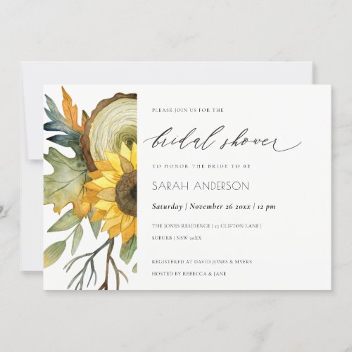 CHIC YELLOW SUNFLOWER FLORAL BRIDAL SHOWER INVITE