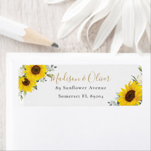 Chic Yellow Sunflower Floral Return Address Label
