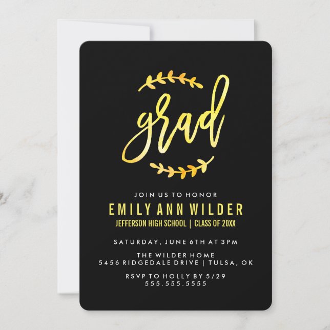 Chic Yellow Watercolor | Graduation Party Invitation (Front)