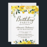 Chic Yellow Watercolor Rose Floral 18th Birthday Invitation<br><div class="desc">Elegant chic modern yellow watercolor rose floral 18th (or any age) birthday party invitations. Celebrate in style with our elegance eighteen birthday party invitations, featuring a beautiful yellow watercolor floral design. This sophisticated invitation showcases stylish calligraphy and typography with a charming arrangement of yellow watercolor roses and greenery on a...</div>