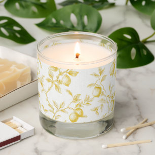 Chic Yellow White Lemons Scented Candle