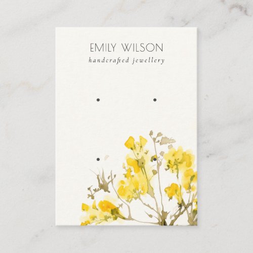 Chic Yellow Wildflower Botanical 2 Earring Display Business Card
