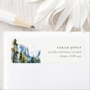 Chic Yosemite National Park CA Watercolor Address Label