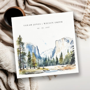 Chic Yosemite National Park CA Watercolor Wedding Napkins