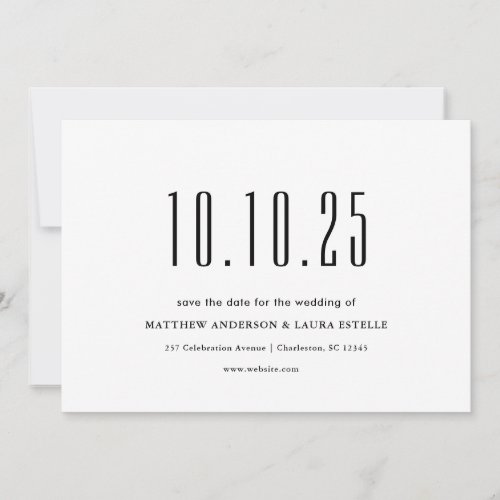 Chic Your Wedding Date Non_Photo Save The Date Invitation