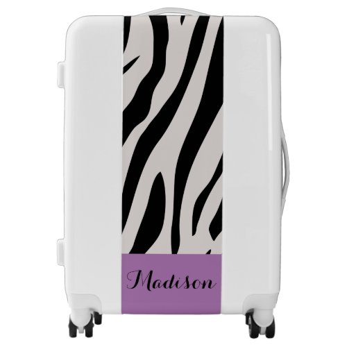 Chic zebra animal print monogram luggage