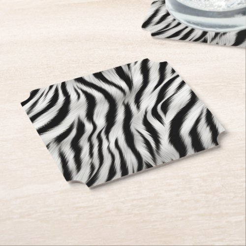 Chic Zebra Animal Print Wedding Paper Coaster