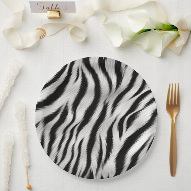 Chic Zebra Animal Print Wedding Paper Plates (Wedding)