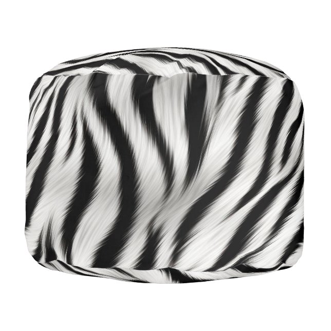Chic Zebra Animal Print Wedding Pouf (Left)