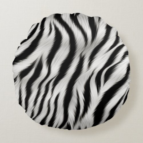 Chic Zebra Animal Print Wedding Round Pillow